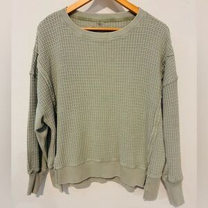 American Eagle Outfitters Light Green Waffle Knit Sweater